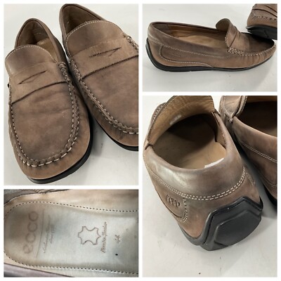 Ecco Slip On Driver Penny Loafers Sz Men Brown Leather India YGI  E4S-19