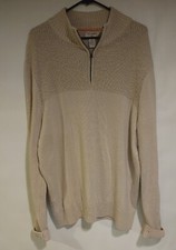 Dockers 1/4 Zip Pullover Knit Sweater Cream Cotton Casual Size Large
