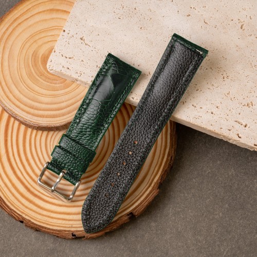 Green Ostrich Watch Band, Leather Watch Strap, Real Leg Skin 18mm 20mm 22mm 24mm - Picture 3 of 8