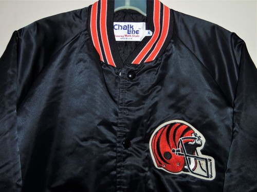 VINTAGE 80's CINCINNATI BENGALS NFL CHALKLINE SATIN THROWBACK SPELLOUT JACKET XL - Imagen 3 de 6
