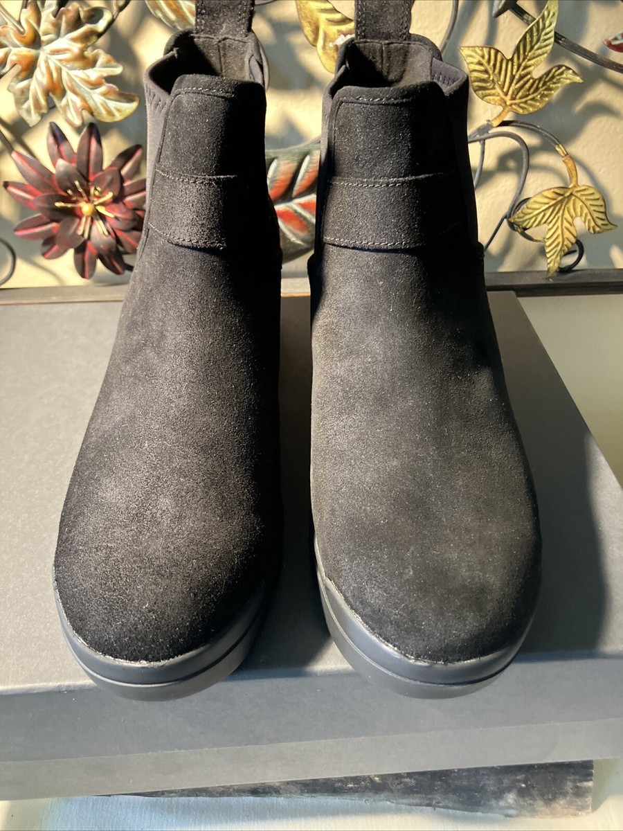 NEW $235 Eileen Fisher Splash Waterproof Suede Bootie Black 