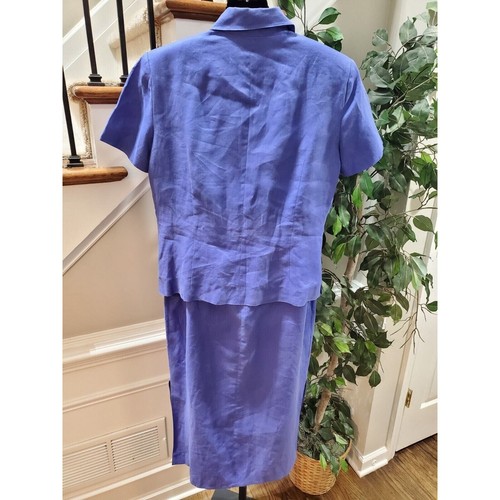 Due Per Due Women's Blue Linen Short Sleeve Shirt & Maxi Dress 2 Pc's Suit 14 - Picture 6 of 12