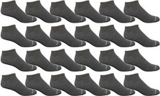 24 Pack Wholesale Boys  Girls Cotton Shoe Socks Size 6-8, Ankle Socks Gray 