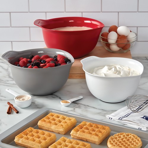 Kitchenaid Universal Easy PourNon Slip Mixing Bowls in Red Gray and White - Picture 2 of 9