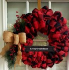 20 Inch Red Buffalo Plaid Wreath, Christmas Wreath Outdoor Wreath ,Front Door