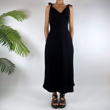 Vintage 90s Grunge Black Coquette Classy Hourglass Midi Ruffle Dress / Sz: 6