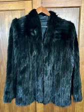 VTG RACOON FUR COAT Black Size Medium