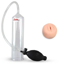 LeLuv EasyOp Black Bgrip Penis Pump Clear 2.25"x 9" Cylinder + Large Mouth Donut