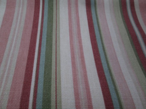 Beacon Stripe Cotton Duck Fabric Home Seasons Upholstery 3 Yards Peach Celery - Picture 3 of 8