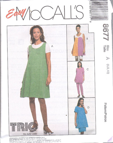 8677 UNCUT Vintage McCalls SEWING Pattern Maternity Jumper Top Skirt Shorts