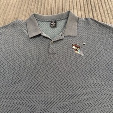VTG Tazmanian Devil Golf Polo Mens XXL Gray Shirt Warner Bros Embroidered Y2K