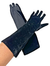 Vintage Black Velvet Stretch Nylon Formal Long driving Gloves Small/Medium