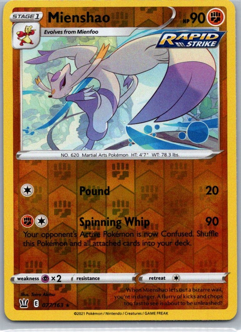 Pokemon TCG Mienshao 77/163 Battle Styles Rev Holo NM