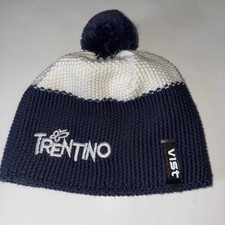 VIST Winter Beanie Ski Hat Made in Italy Pom Pom Blue / White Trentino