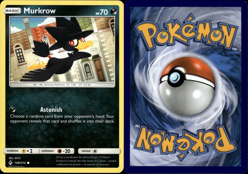 Murkrow 108/214 | Sun & Moon - Unbroken Bonds | Pokemon TCG | English | Common - Picture 3 of 3