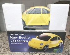 Sharper Image VW Volkswagen Beetle Yellow CD Stereo Player FM Works, Open Box