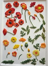 COE 96 Fused Glass Poppy Flowers, Leaves, Stems for your Fused Glass Scene