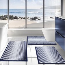Bathroom Rugs Sets 3 Piece, Toilet Rugs U-Shaped Contour Bath Mat Set,