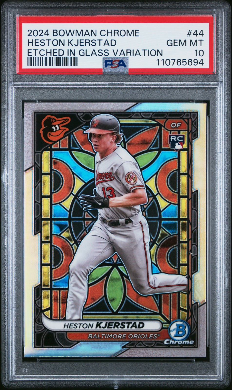 2024 BOWMAN CHROME ETCHED IN GLASS VARIATION #44 HESTON KJERSTAD PSA 10