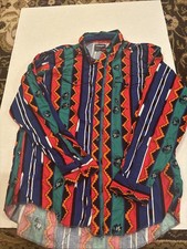 VTG Wrangler Brushpopper   Aztec Southwest Shirt 17 1/2 X 35 XL Tail Made USA
