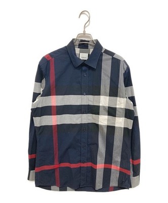 BURBERRY LONDON Nova Check Shirt Size: M Navy THTHAGAR129SAM