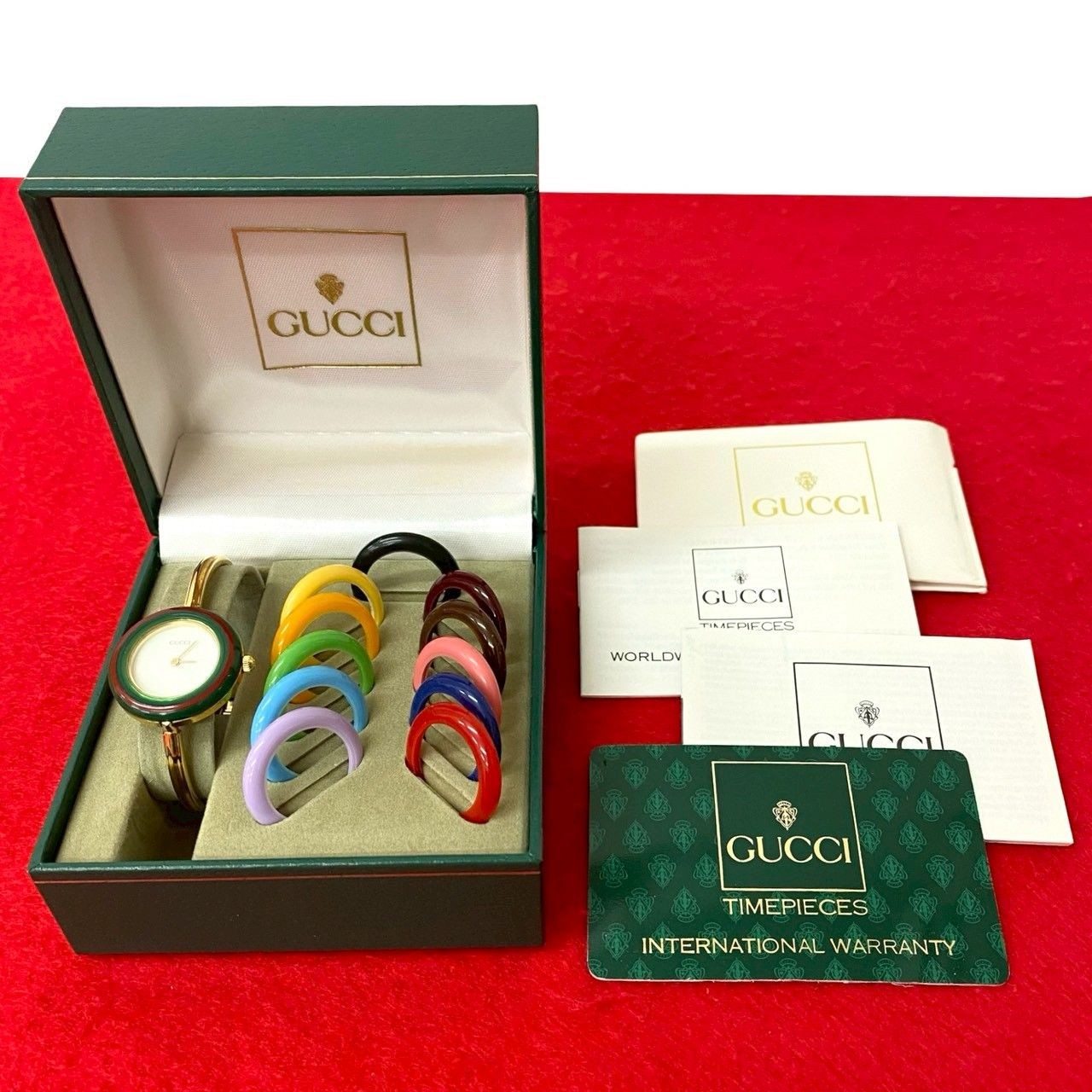 GUCCI Vintage Gold Quartz Watch S Sherry Line Plastic Bezel AB Condition