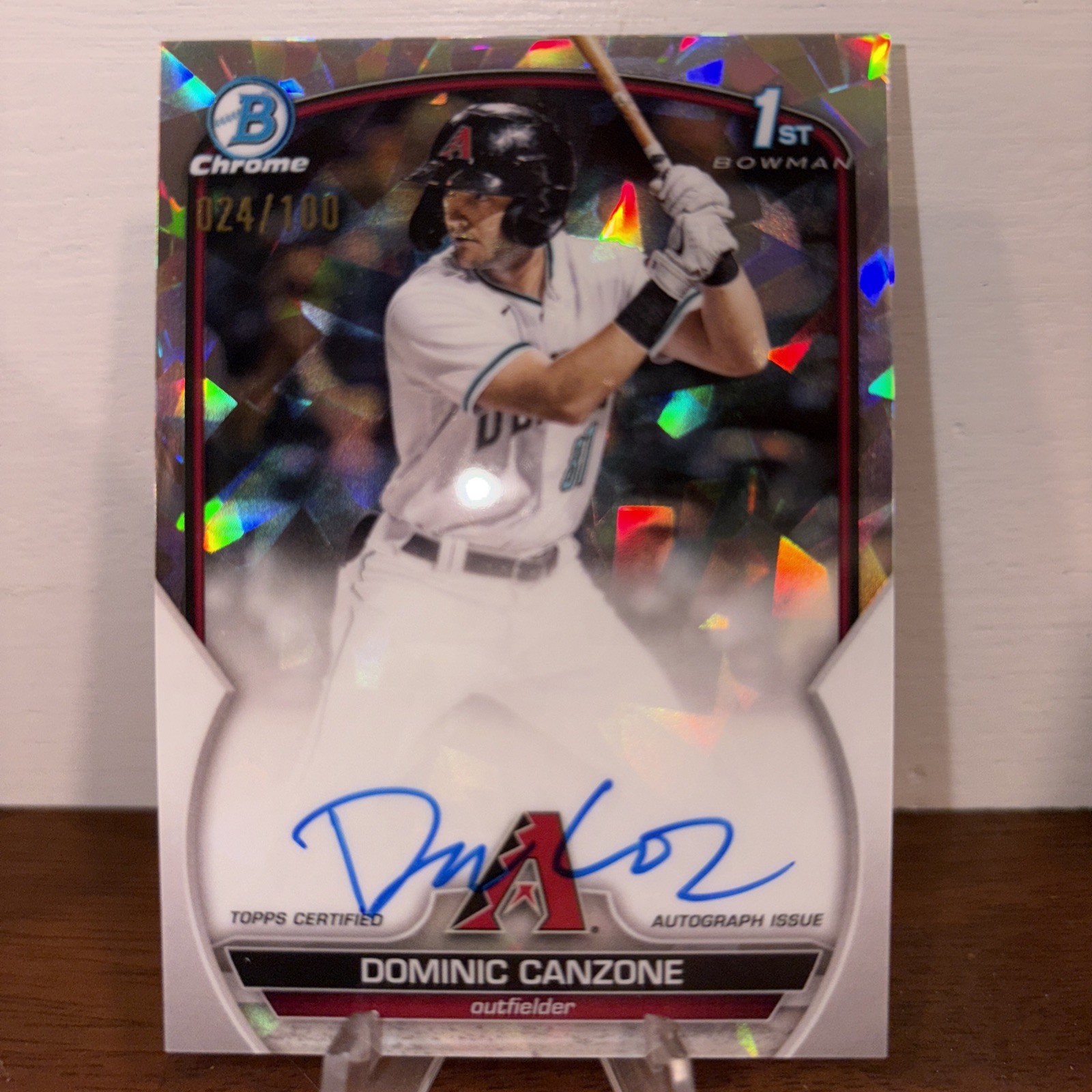 2023 Bowman Chrome Prospect Autographs atomic #CPA-DC Dominic Canzone /100 Auto