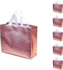 Set of 5 Glossy Reusable Grocery Bags Reusable Gift Bags with Handles Bacheloret