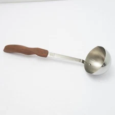 Vtg Cutco Ladle Stainless Steel Brown Wood Handle Soup Server No 15 USA