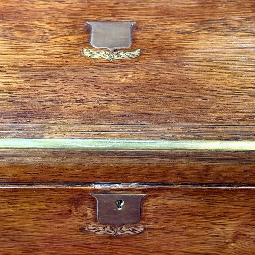 Antique Wood Inlaid Brass Traveler’s Desk Box W/ Glass Inkwell L, 14”x9”x5.5”!! - Picture 2 of 13