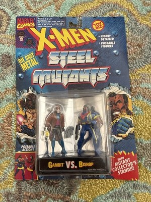 Vintage 1994 X-Men Steel Mutants   Gambit vs. Bishop (Toy Biz) Die-Cast Figures