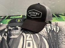 Mathews Archery Trucker Hat Mesh Back Adjustable SnapBack Black and Gray, New