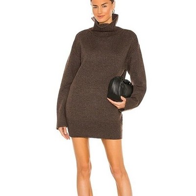 NWT Weekend Stories Lofty Jersey Sweater Dress in Molasses Large  Wool Blend