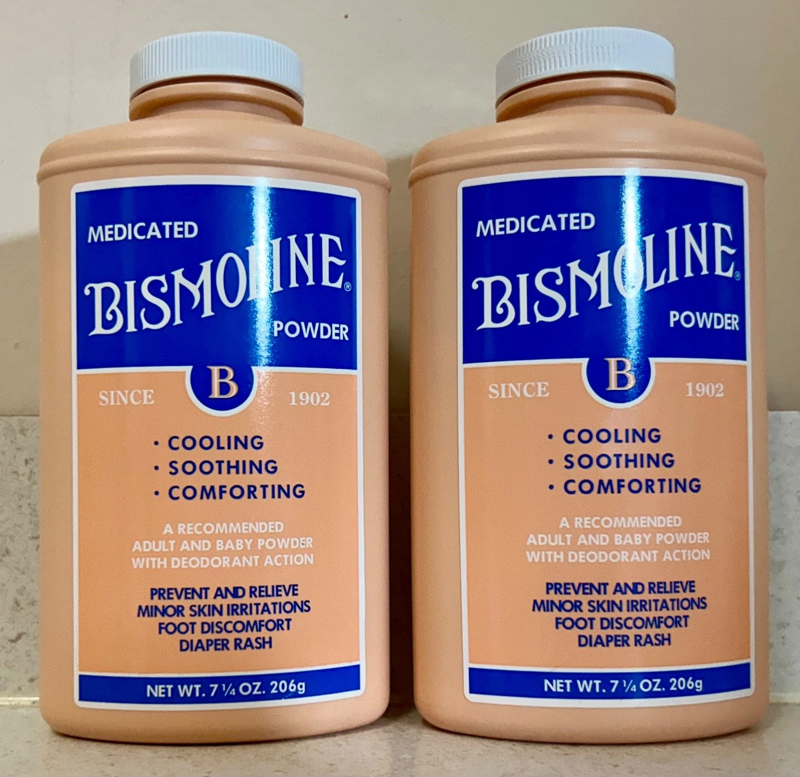 Bismoline Powder Medicated Cooling Soothing Talc Talcum 7.25oz Original Scent
