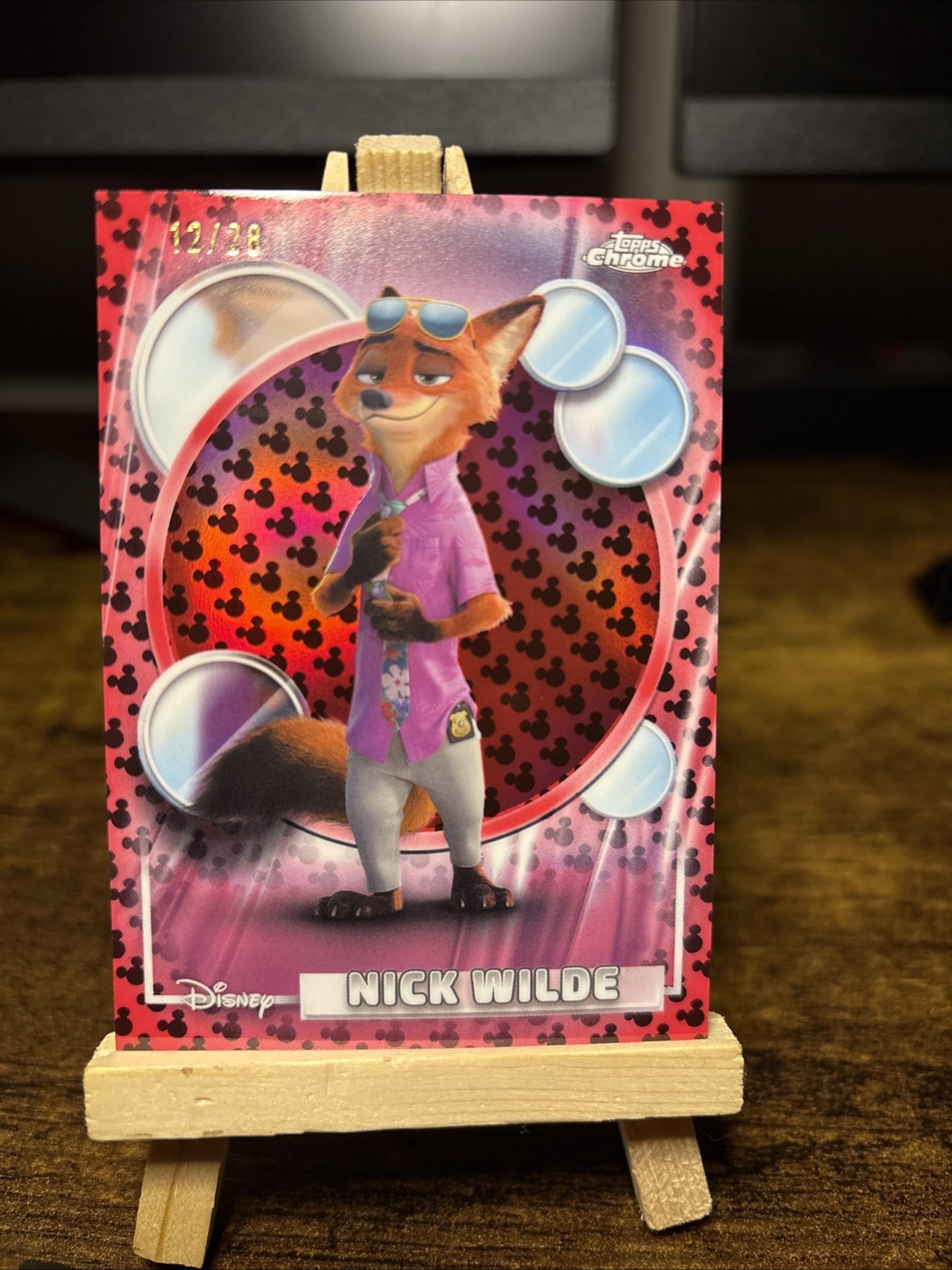 2026 Topps Chrome Disney Nick Wilde Mickey Mouse Refractor /28 Zootopia