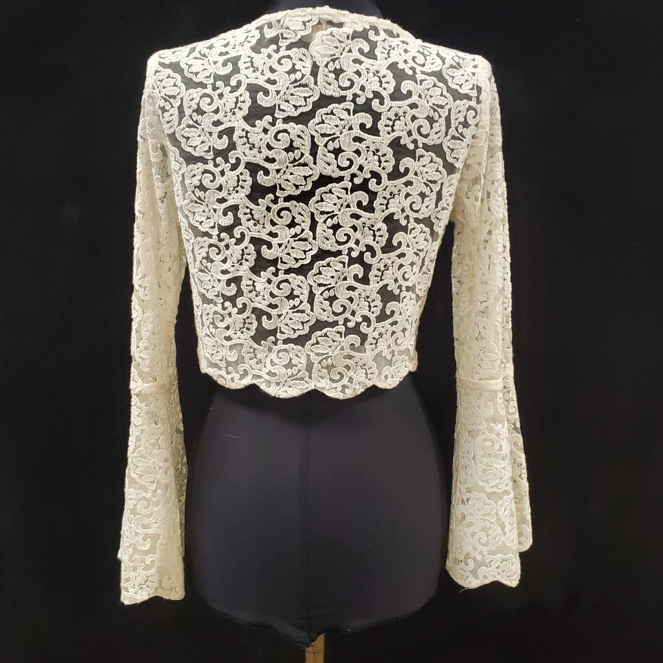 Top Lauren Conrad Runway Mujer Hada Encaje Manga Campana Talla XS Marfil Cottagecore Foto 3 de 4