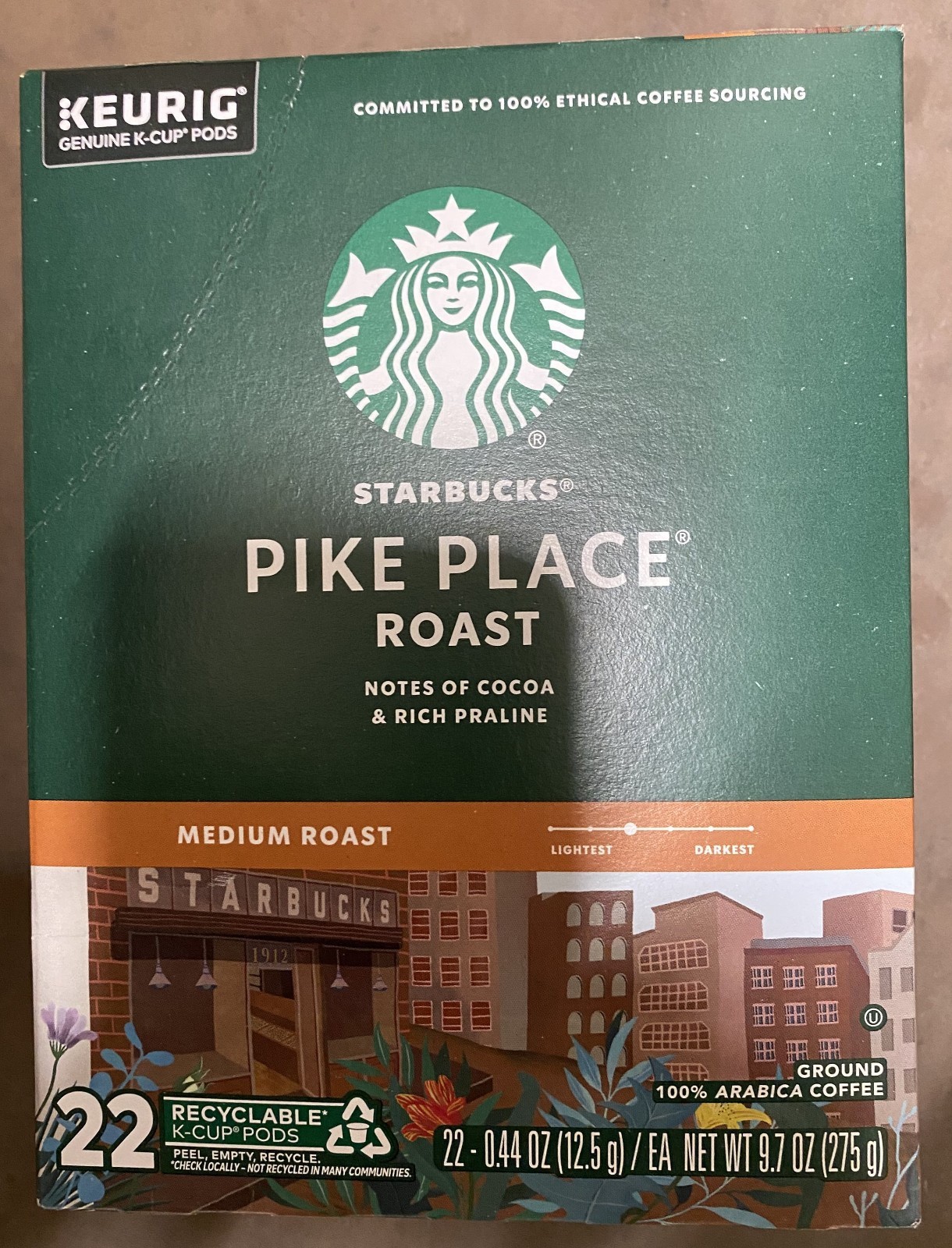 4 Pack Starbucks Pike Place Roast Coffee K-Cups, Medium Roas