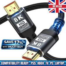 8K HDMI Cable 2.1 Gold Plated Ultra High Speed 48Gbps 8K 60Hz 4K 120Hz HDR eARC
