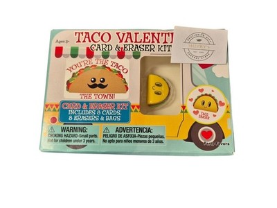 Taco Valentine Card & Eraser Kit For Kids Ages 3+