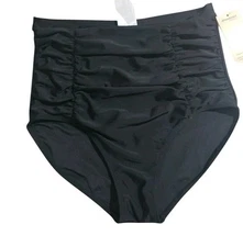 Shapermint High-Waisted Control Bikini Bottom Ruched Black M