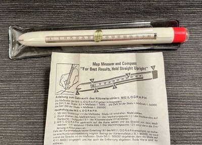 Vintage Meilograph Map Measure Compass Tool With Case and Directions 6'' long