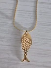 Vtg Napier Fish Pendant Necklace Gold-Tone Costume Jewelry 30" Chain