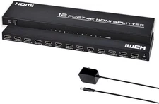 TCNEWCLHDMI Splitter 1 in 12 Out, 4K@30Hz Powered HDMI 1x12, Black 