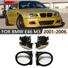 For BMW E46 M3 01-06 M-Tech Clear Front Bumper Fog Lights with Cover Bulbs Amber