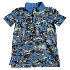 Polo Ralph Lauren Parisian Bear Print Polo Youth Sz 7 Cotton Mesh Short Sleeve