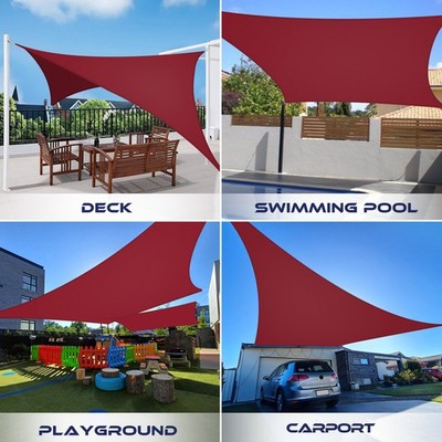 Red 5-24FT Waterproof Sun Shade Sail Garden Pool Patio Rectangle