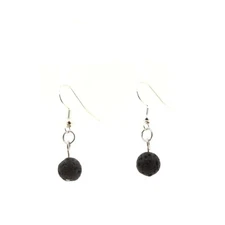 stones And Minerals. Stainless Steel Earrings 1 Lava Pearl 8 M