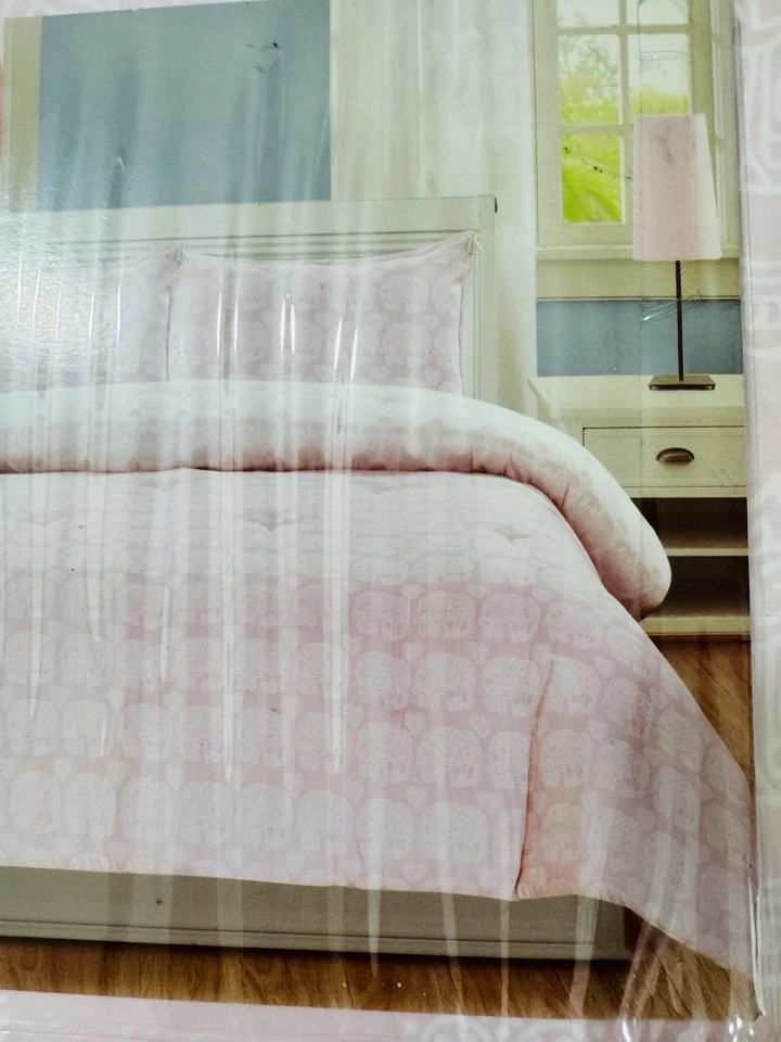 Nicole Miller Kids Girls Full Cotton 3 pc Duvet Cover Set Pink Elephant NEW - Image 3 of 4