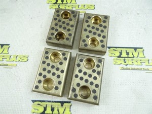 LOT OF 4 SELF-LUBRICATING BRONZE & GRAPHITE SLIDE PLATES 3" X 2" X 3/4"