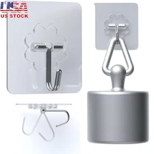 24 Pack Adhesive Wall Hooks Heavy Duty Stainless Steel Transparent Home Use